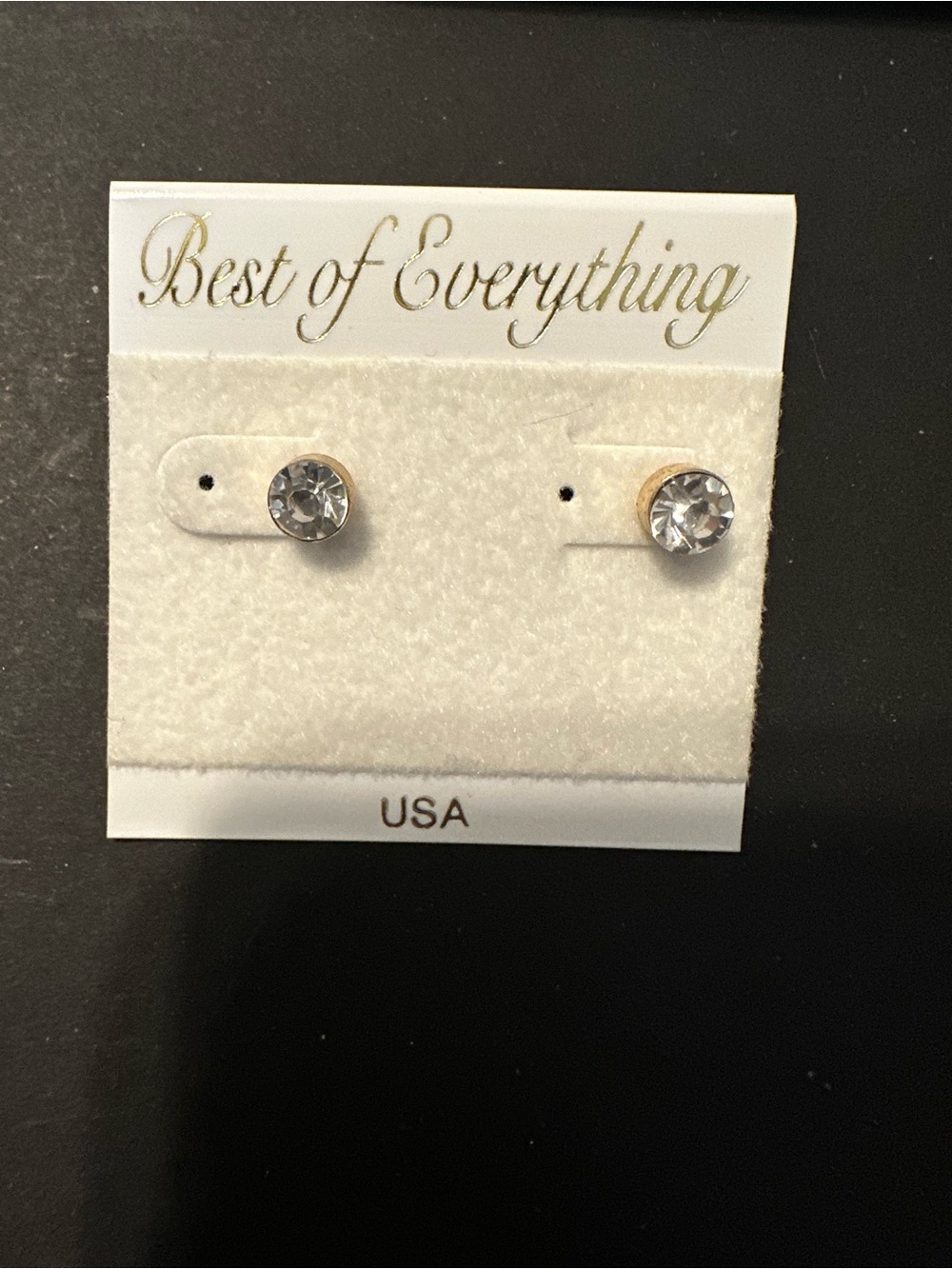 Clear Crystal Stud Earrings - Gold Setting